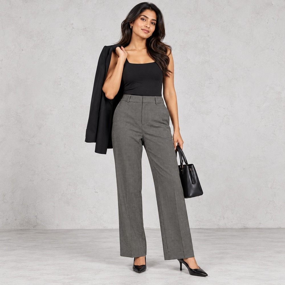 JM Collection Petite Women's Gray Plaid Pants Formalcore NWT Size 10P Regular